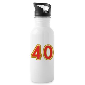 40. 40 ANS. 40e ANNIVERSAIRE. ANNIVERSAIRE 40 ANS. - Gourde avec paille intégrée - blanc - Droite
