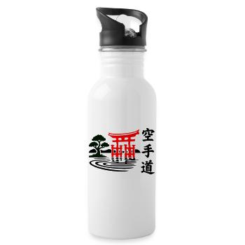 Karate Natur - Trinkflasche mit integriertem Trinkhalm - Weiß - Rechts