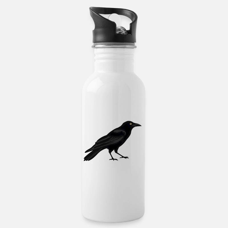 Rabe - Trinkflasche mit integriertem Trinkhalm - Weiß