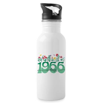 1966 Fleurs 60 Ans Anniversaire Femme - Gourde avec paille intégrée - blanc - Droite