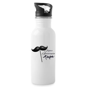 Alles Gute zum Geburtstag, Papa - Trinkflasche mit integriertem Trinkhalm - Weiß - Rechts