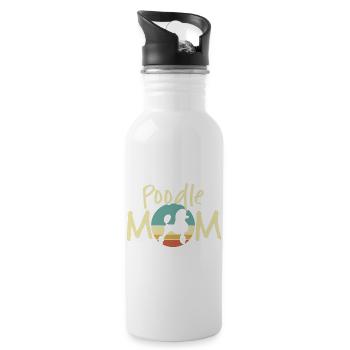 Moine caniche Rétro coucher de soleil Design - Gourde avec paille intégrée - blanc - Droite