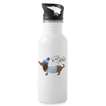 Teckel avec pull et chapeau Pull Météo bleu - Gourde avec paille intégrée - blanc - Droite