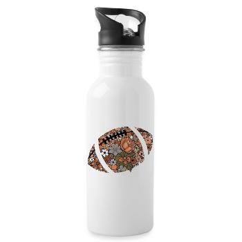 Floral Football Mosaic - Water bottle with straw - white - Right