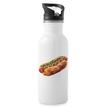 Hot Dog - Cooles Fastfood Logo - Trinkflasche mit integriertem Trinkhalm - Weiß - Rechts