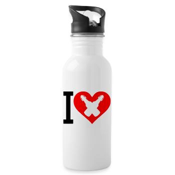 I Love Bier - Trinkflasche mit integriertem Trinkhalm - Weiß - Rechts