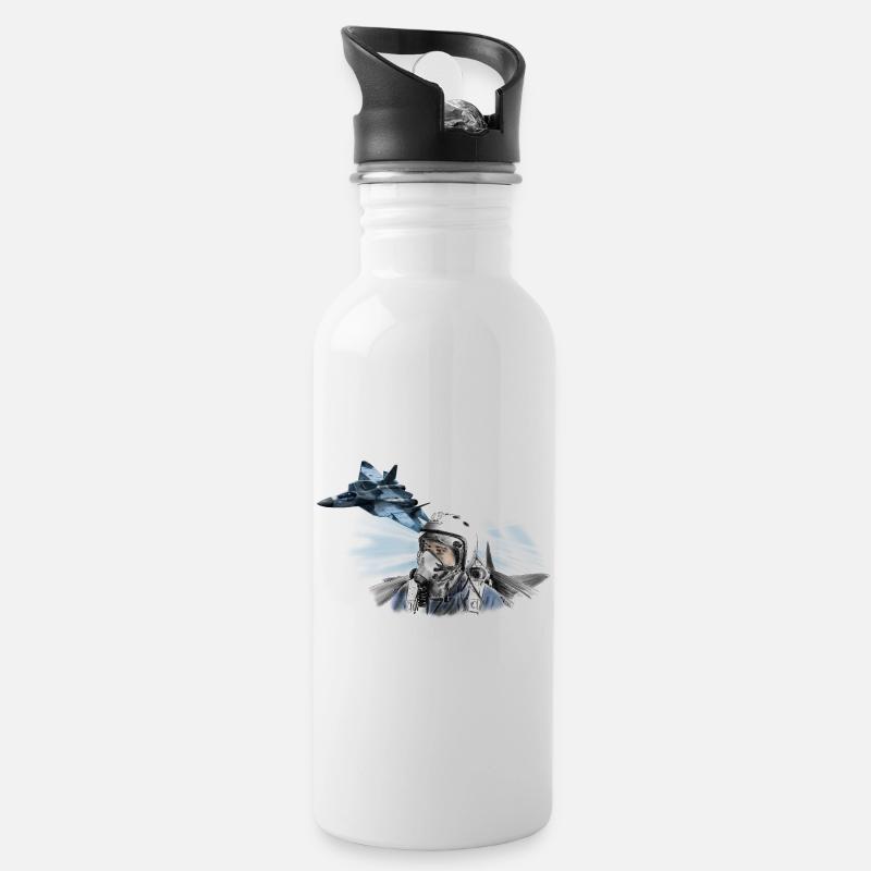 Jet Pilot - Trinkflasche mit integriertem Trinkhalm - Weiß