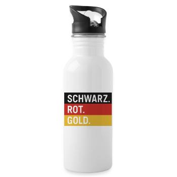 Schwarz. Rot. Gold. – Deutschland Farben Shirt - Trinkflasche mit integriertem Trinkhalm - Weiß - Rechts