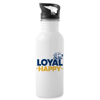 Happy Loyal Hund Tier Typografie - Trinkflasche mit integriertem Trinkhalm - Weiß - Rechts