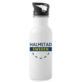 Halmstad Schweden Sign Arc - Trinkflasche mit integriertem Trinkhalm - Weiß - Rechts