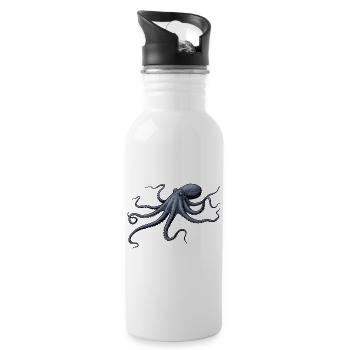 Nachtblauer Kraken Octopus - Trinkflasche mit integriertem Trinkhalm - Weiß - Rechts
