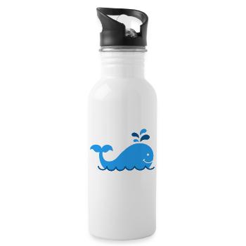 Nautic Design Blauwal Splash Karikatur - Trinkflasche mit integriertem Trinkhalm - Weiß - Rechts