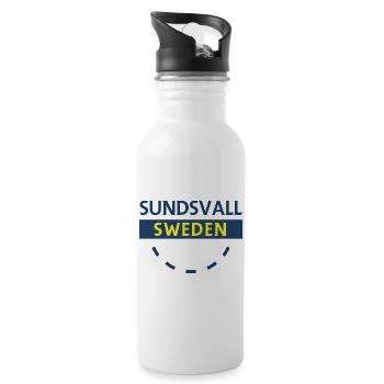 Sundsvall Sweden Emblem - Water bottle with straw - white - Right