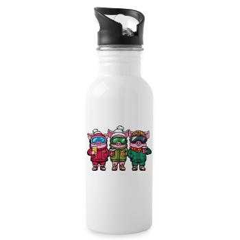 Ski Team Piglets - Water bottle with straw - white - Right