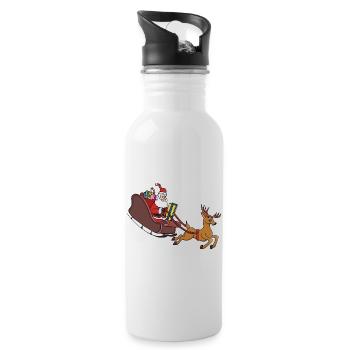 Santa Sleigh Dash and Reindeer Run - Water bottle with straw - white - Right