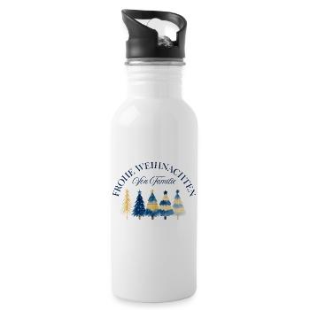 Christmas Family Tree Watercolor - Water bottle with straw - white - Right
