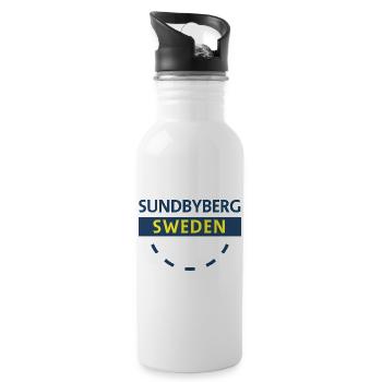 Sundbyberg Sweden Retro Watch Pattern - Water bottle with straw - white - Right