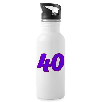 40. 40 YEARS. 40th ANNIVERSARY. 40 YEARS ANNIVERSARY. - Water bottle with straw - white - Right