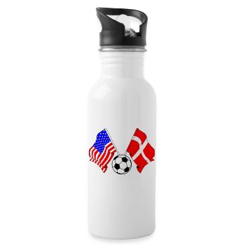 Football Danemark vs États-Unis - Gourde avec paille intégrée - blanc - Droite