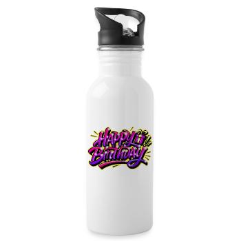 HAPPY BIRTHDAY GIFT PRINT GRAFF - Water bottle with straw - white - Right