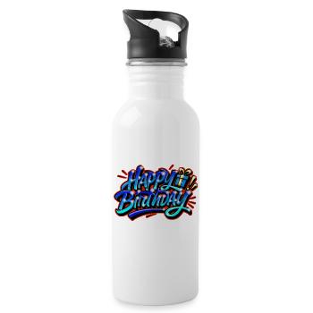Happy Birthday Graffiti BLUE RED - Water bottle with straw - white - Right