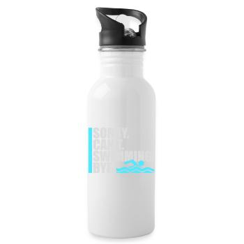 Sorry Can't Swimming Bye Schwimmer Ausrede Humor - Trinkflasche mit integriertem Trinkhalm - Weiß - Rechts