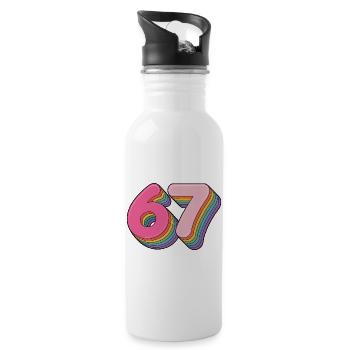 67 - Funny Six Seven T-Shirt - Trinkflasche mit integriertem Trinkhalm - Weiß - Rechts