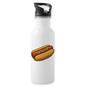 Hot Dog Cartoon Illustration - Water bottle with straw - white - Right
