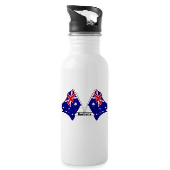 Australia Crossed Flags - Water bottle with straw - white - Right