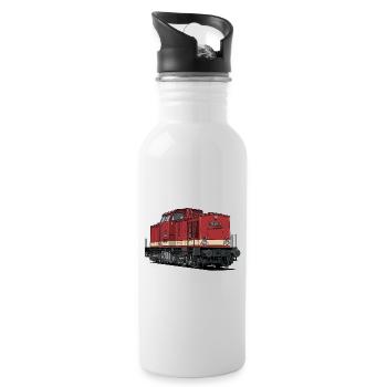 Red Diesel Locomotive Vintage Style BR 112 - Water bottle with straw - white - Right