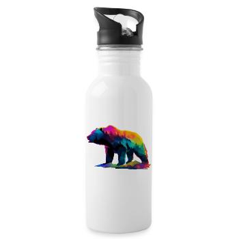 Bear In The Mountains  - Water bottle with straw - white - Right