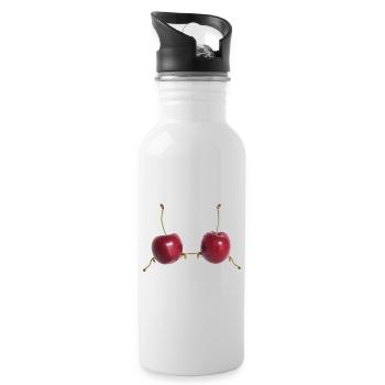 Kirschenherz Verbindung - Trinkflasche mit integriertem Trinkhalm - Weiß - Rechts