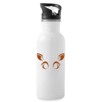 Reh | Big Face Kostüm Karneval Verkleidung - Trinkflasche mit integriertem Trinkhalm - Weiß - Rechts