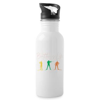 Biathlon Is Life - Skiing and Shooting Sports - Water bottle with straw - white - Right