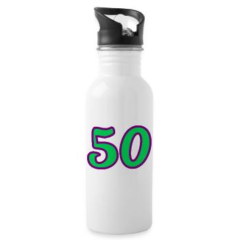 50. 50 ANS. 50e ANNIVERSAIRE. ANNIVERSAIRE 50 ANS. - Gourde avec paille intégrée - blanc - Droite