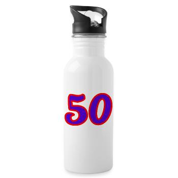 50. 50 ANS. 50e ANNIVERSAIRE. ANNIVERSAIRE 50 ANS. - Gourde avec paille intégrée - blanc - Droite