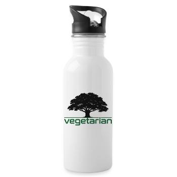 Vegetarian Oak – Natur & Beständigkeit Design - Trinkflasche mit integriertem Trinkhalm - Weiß - Rechts