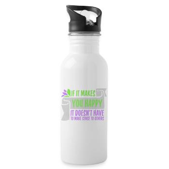 If Makes You Happy Sense Others Spruch Glück Frei - Water bottle with straw - white - Right