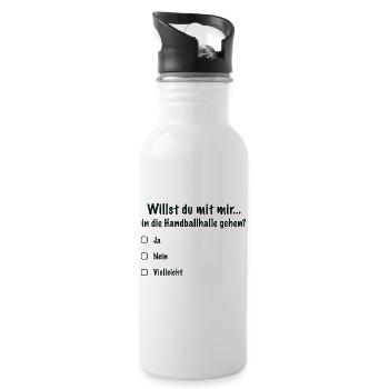Handball Date Saying Invitation (Black) - Water bottle with straw - white - Right