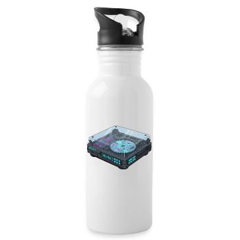 Futuristic Turntable Cool Modern Design - Water bottle with straw - white - Right