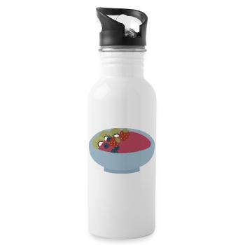 Frucht-Smoothie-Schüssel-Illustration - Trinkflasche mit integriertem Trinkhalm - Weiß - Rechts