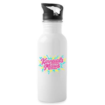 Karnevalsmaus Lustig Süß Party Geschenk - Trinkflasche mit integriertem Trinkhalm - Weiß - Rechts