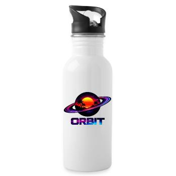 Geometrische Saturn-Umlaufbahn Retro Synthwave 80s - Trinkflasche mit integriertem Trinkhalm - Weiß - Rechts