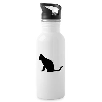 Katze - Trinkflasche mit integriertem Trinkhalm - Weiß - Rechts
