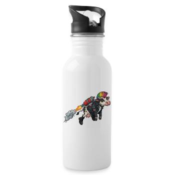 fliegende Punkkuh Grafitti - Trinkflasche mit integriertem Trinkhalm - Weiß - Rechts
