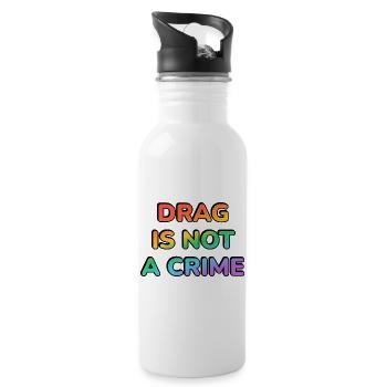 Drag ist kein Verbrechen – Regenbogen-Glyphen - Trinkflasche mit integriertem Trinkhalm - Weiß - Rechts