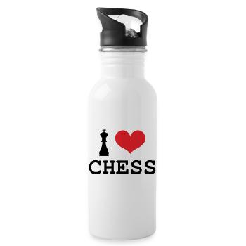 Leidenschaft Schachspiel König Liebe - Trinkflasche mit integriertem Trinkhalm - Weiß - Rechts