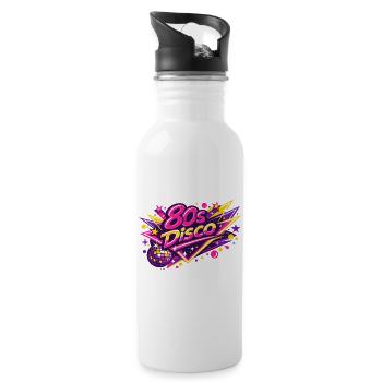 80s Disco Neon Fusion - Water bottle with straw - white - Right