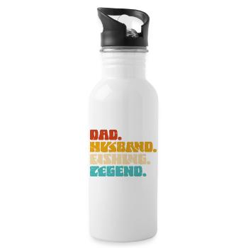 Papa Husband Fisherman Legend Gift Father Fishing Couple - Water bottle with straw - white - Right