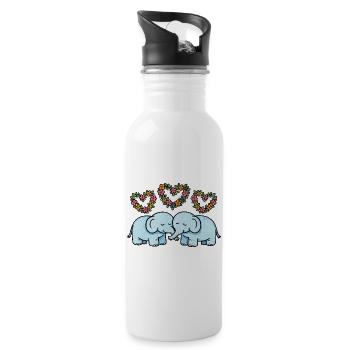 Duo Éléphant Cœurs Floraux - Gourde avec paille intégrée - blanc - Droite